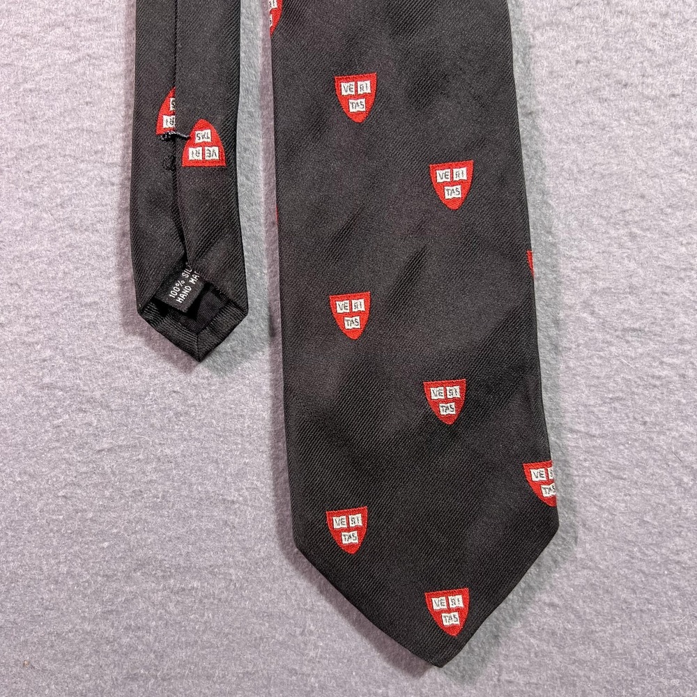 Harvard College University Alumni Association Black Silk Tie Rare Vintage